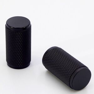 Black Brass Knurled - Brass Knob, Knurled Cabinet Handles, Set of 4